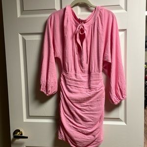 Free People Rouched Pink Dress XS
